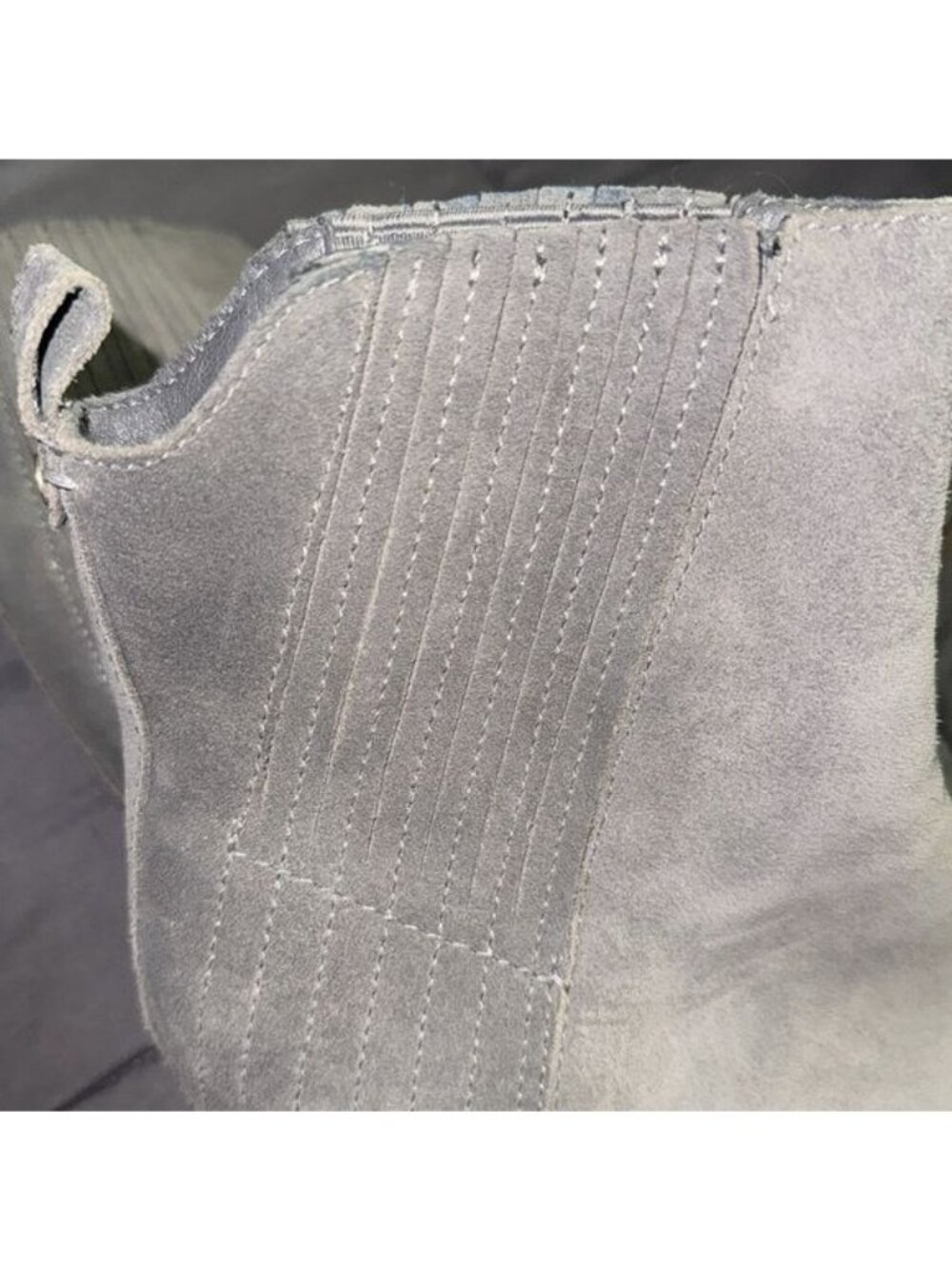 Gray Suede Ankle Boots With Block Heel & Stitch Detailing 8M Leather Upper Made - Picture 6 of 11